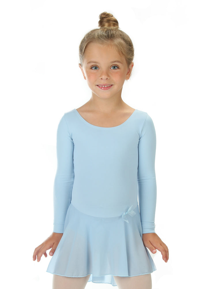 Elowel Kids Girls Ruffle Long Sleeve Skirted Leotard (Size 2-14 Years) Color Light blue