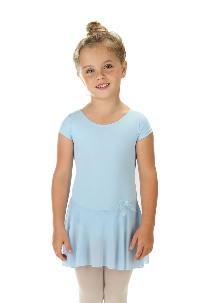 Elowel Kids Girls' Ruffle Short Sleeve Skirted Leotard (Size 2-14 Years) Light Blue