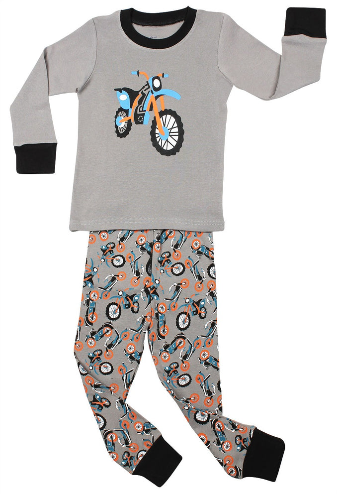 Elowel Baby Boy "Motorcycle" 2 Piece Pajama Set 100% Cotton (Size 6 Months -12 Years)
