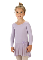 Elowel Kids Girls Ruffle Long Sleeve Skirted Leotard (Size 2-14 Years) Color Lavender