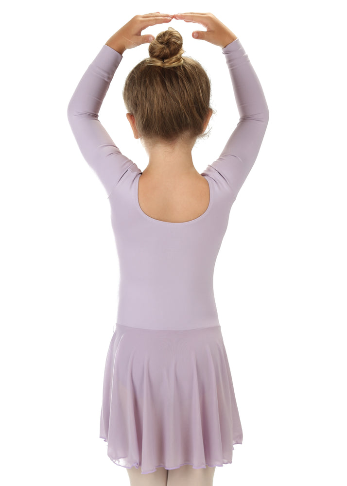 Elowel Kids Girls Ruffle Long Sleeve Skirted Leotard (Size 2-14 Years) Color Lavender