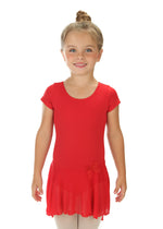 Elowel Kids Girls' Ruffle Short Sleeve Skirted Leotard (Size 2-14 Years) Red