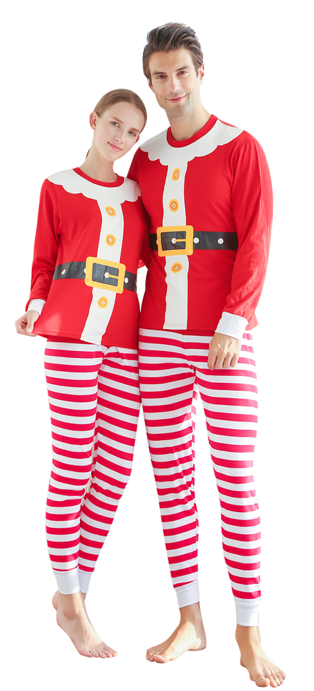 Elowel Family Merry Red & Green Christmas 2 Piece Pajamas Set 100% Cotton