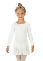 Elowel Kids Girls Ruffle Long Sleeve Skirted Leotard (Size 2-14 Years) Color White