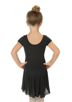 Elowel Kids Girls' Ruffle Short Sleeve Skirted Leotard (Size 2-14 Years) Black