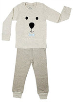 Elowel Girls Teddy Bear Face 2 Piece Pajama Set 100% Cotton (Size 6 Months to 8 Years)