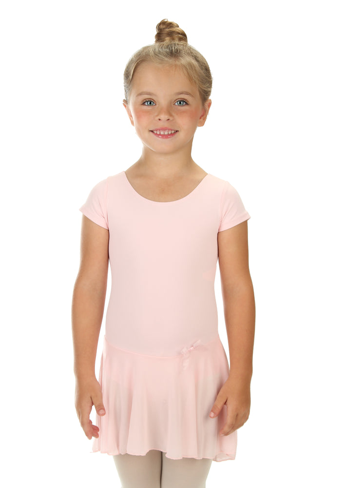 Elowel Kids Girls' Ruffle Short Sleeve Skirted Leotard (Size 2-14 Years) Baby Pink