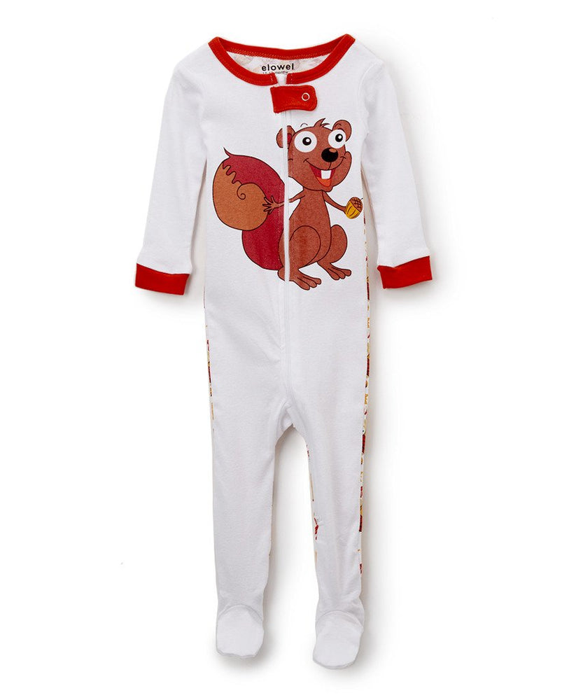 Elowel Baby Girls Footed Chipmunk Pajama Sleeper 100% Cotton (6M-5Y)