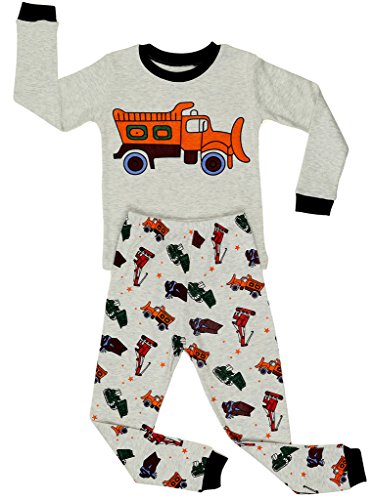 Elowel Boys Sandtruck 2 Piece Pajama Set 100% Cotton (Size2Y-8Y)