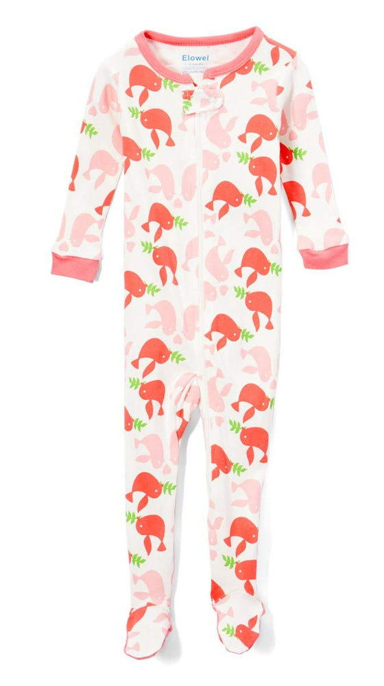 Elowel Baby Girls Footed Pink Birds Pajama Sleeper 100% Cotton(Size 6M-5Years)