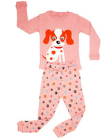 Elowel Girls Dog 2 Piece Kids Childrens Pajama Set 100% Cotton (6M-8Y)