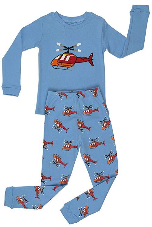 Elowel Little Boys Helicopter 2 Piece Pajama Set 100 Cotton