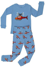 Elowel Little Boys Helicopter 2 Piece Pajama Set 100% Cotton