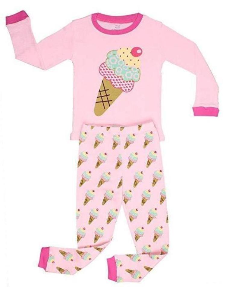 Elowel Girls Ice Cream Piece Pajama Set 100% Cotton Size 18 Months-8