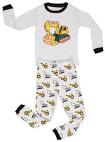 Elowel Little Boys Bulldozer 2 Piece Pajama Set 100% Cotton (Size2Y-8Y)