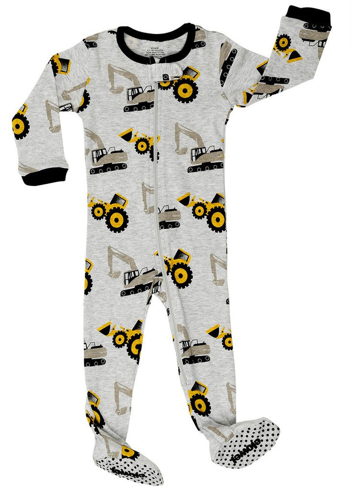 Elowel Baby Boys footed "Bulldozer" pajama sleeper 100% cotton (size 6M-5Years)