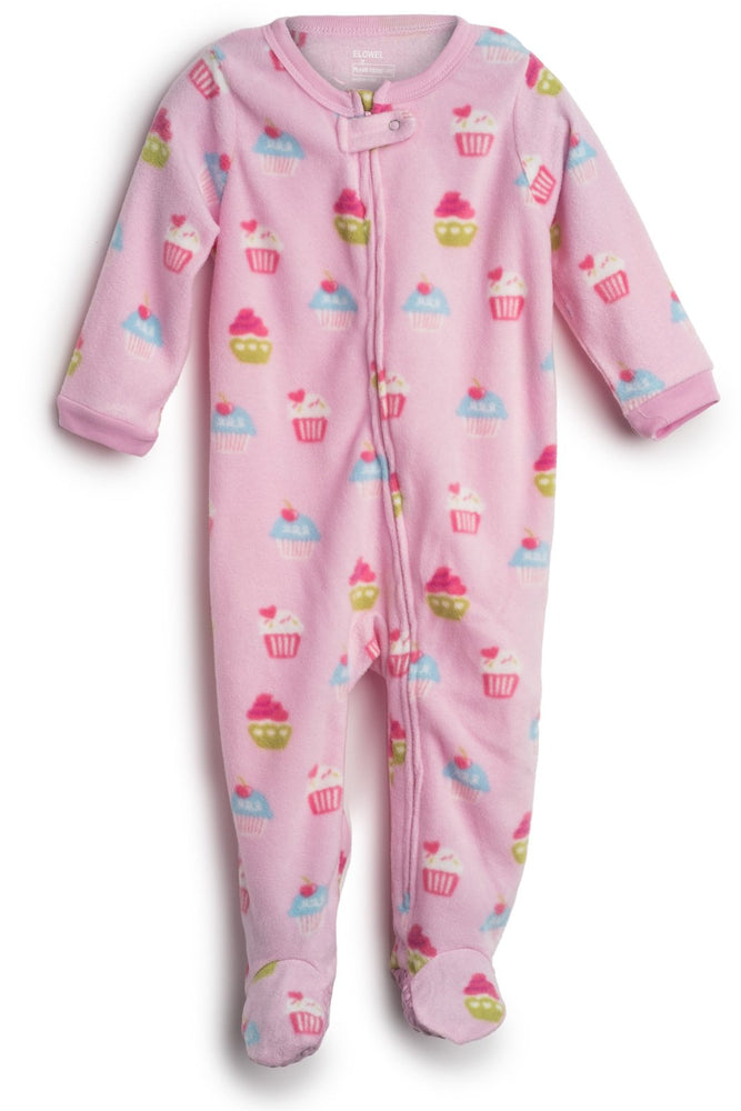 Elowel Baby Girls Footed Cupcake Pajama Sleeper Fleece (Size 6M-5Years)