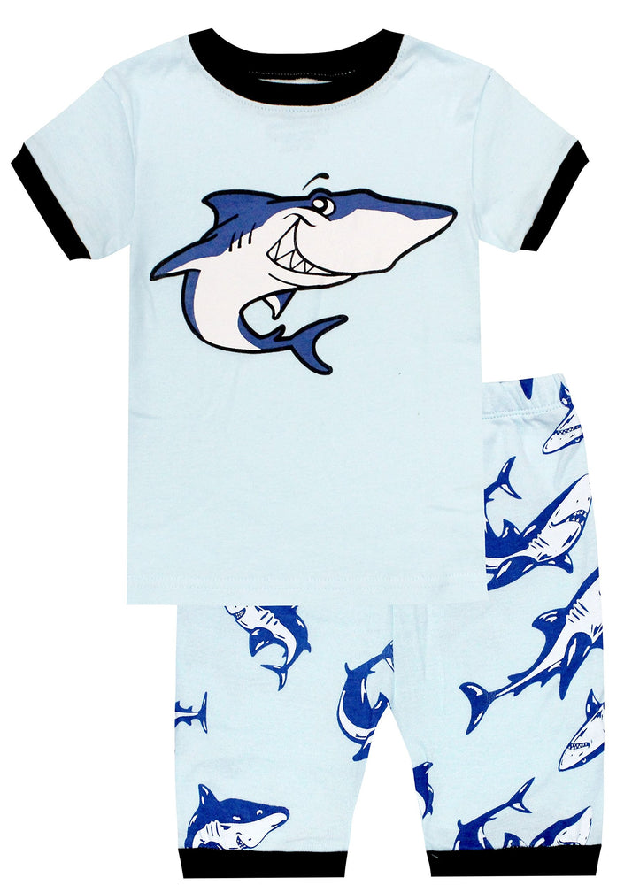 Elowel Boys Shorts Whale 2 Piece Pajamas Set 100% Cotton (Size Toddler-10Y)