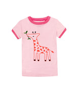 Elowel Girls Shorts Giraffe 2 Piece Pajamas Set 100% Cotton (Size Toddler-10Y)
