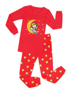 Elowel Girls Pink Moon 2 Piece Pajama Set 100% Cotton (Size 12M-12Y)