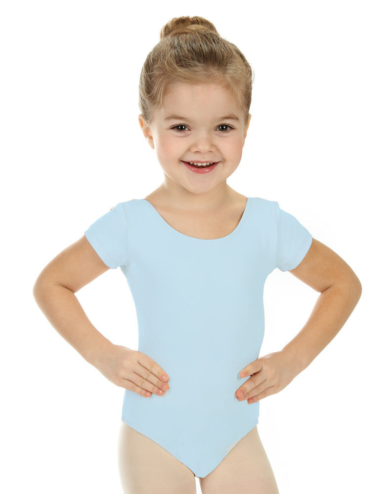 Elowel Kids Girls' Basic Short Sleeve Leotard (Size 2-14 Years) Light Blue