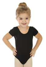 Elowel Kids Girls' Basic Short Sleeve Leotard (Size 2-14 Years) Black