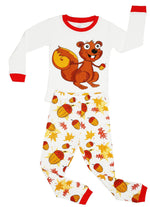 Elowel Girls Chipmunk 2 Piece Kids Childrens Pajama Set 100% Cotton (6M-8Y)
