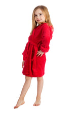 Elowel Boys Girls Red Hooded Childrens Fleece Sleep Robe Size 2 Toddler -14Y