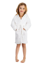 Elowel Boys Girls White Hooded Childrens Fleece Sleep Robe Size 2 Toddler -14Y
