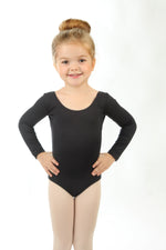 Elowel Kids Girls' Basic Long Sleeve Leotard (Size 2-14 Years) Black
