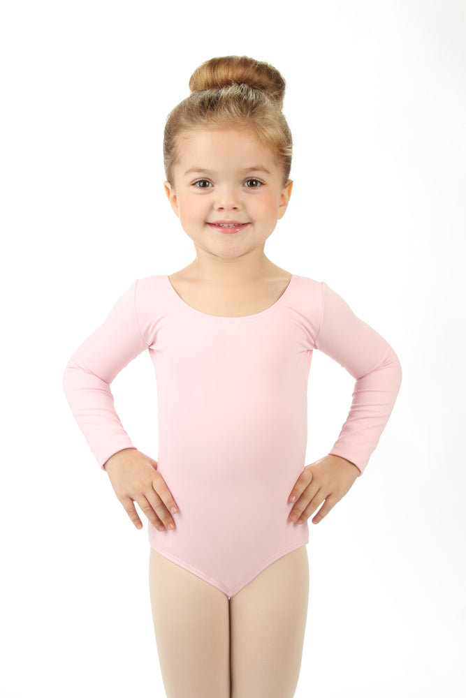 Elowel Kids Girls' Basic Long Sleeve Leotard (Size 2-14 Years)  Pink