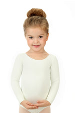 Elowel Kids Girls' Basic Long Sleeve Leotard (Size 2-14 Years) Ivory