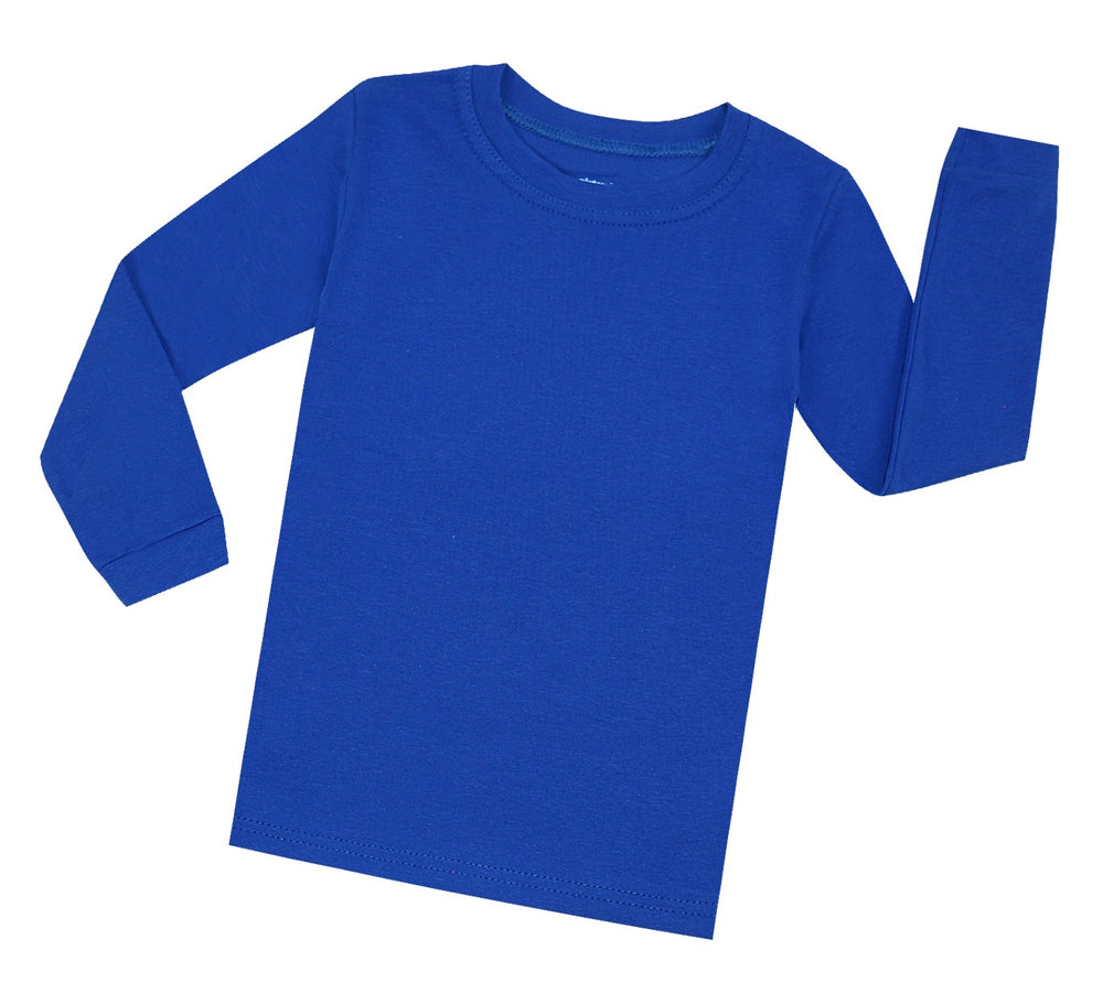 Elowel Boys Girls Blue Solid 2 Piece Pajama Set 100% Cotton (Size 2 -12 Years)