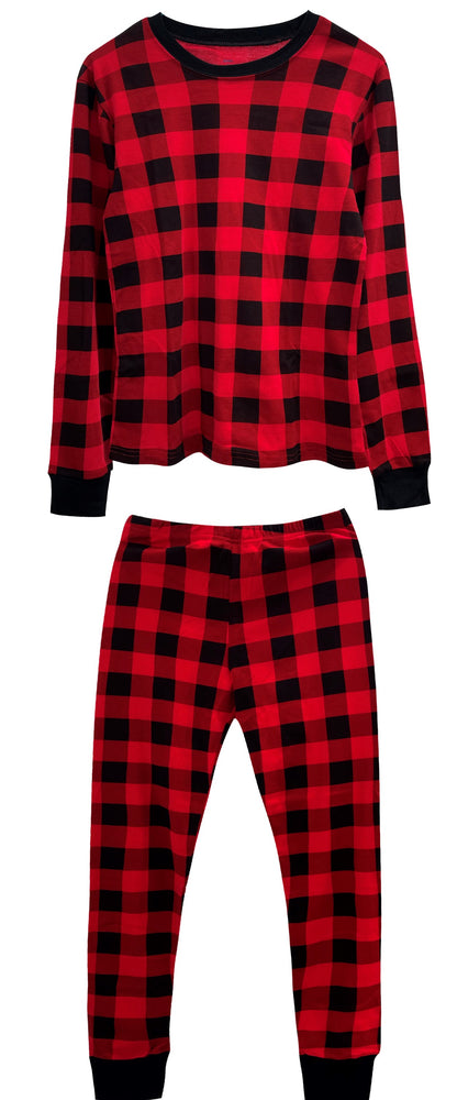 Elowel Kids and Adults plaid pjs Matching Family Christmas Pajamas - Red & Black Checked