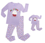 Elowel Cupcake Matching Girls & Doll 2 Piece Pajama Set 100% Cotton (Size 2-12 Years)