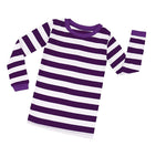 Boys Girls Purple and White Stripe 2 Piece Pajama Set 100% Cotton