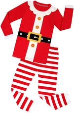 Elowel Family Red Santa Claus Christmas 2 Piece Pajamas Set 100% Cotton