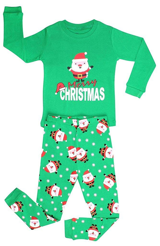 Elowel Boys Santa Christmas 2 Piece Kids Pajamas Set 100% Cotton (Size6M-12Y)