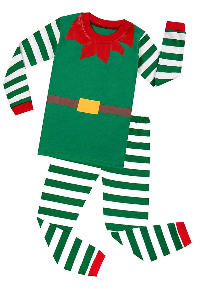 Elowel Kids & Adult Green Santa Claus Pajama Set