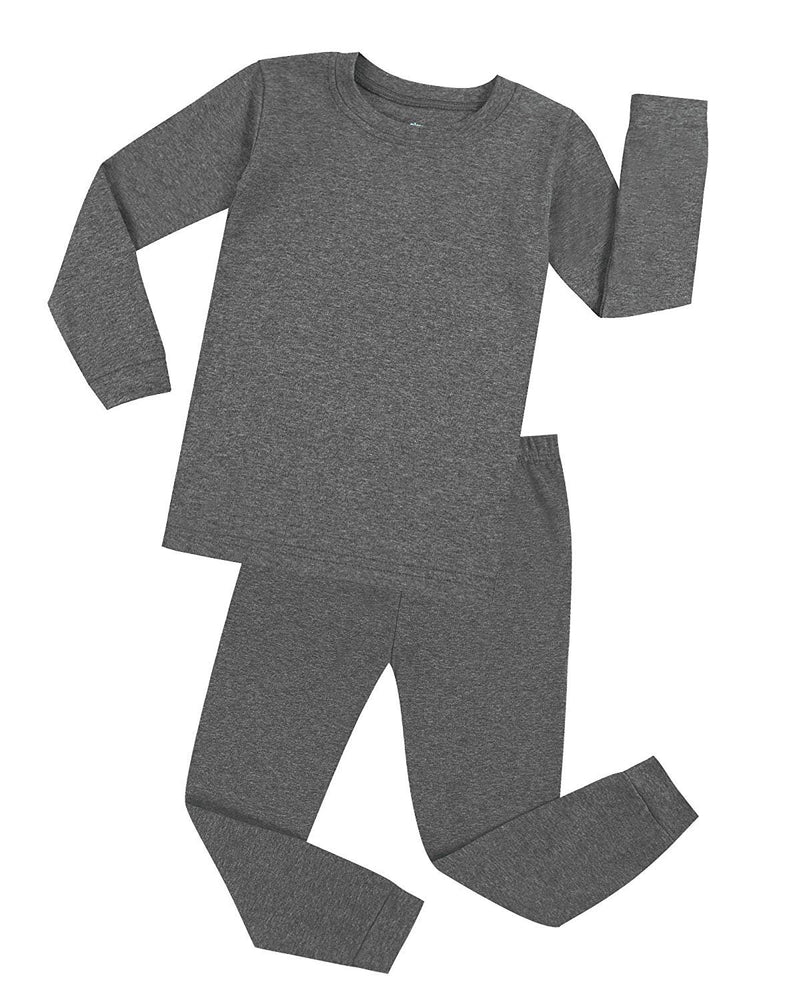 Elowel Boys Girls Solid Color 2 Piece Pajama Set 100% Cotton (Size 12 Months -12 Years)