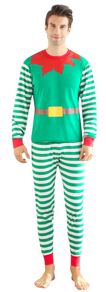 Elowel Kids & Adult Green Santa Claus Pajama Set