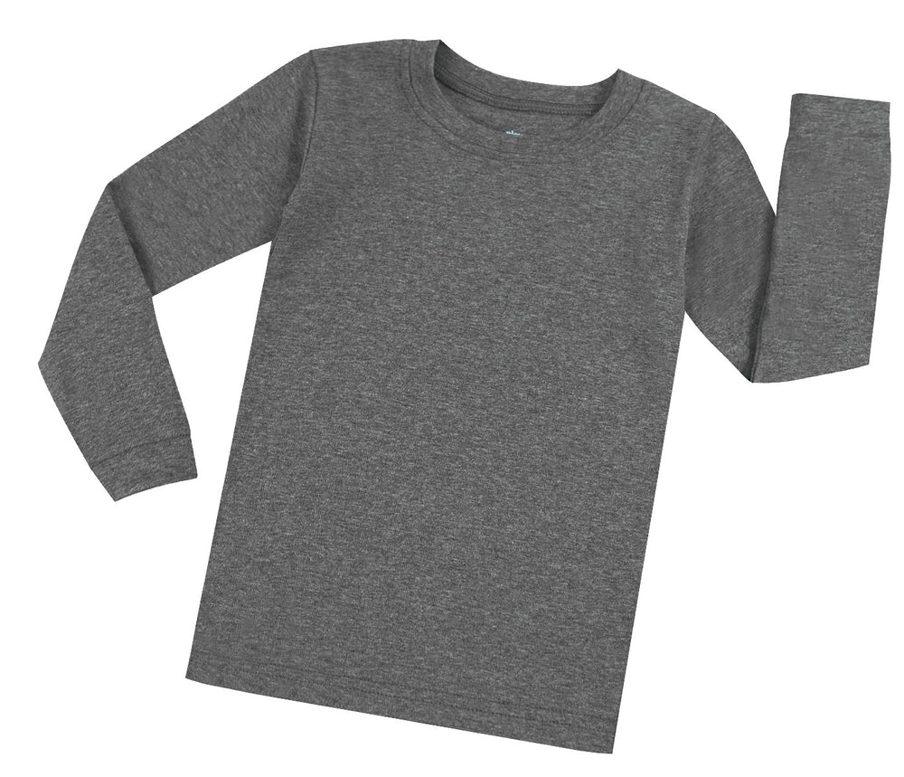 Elowel Boys Girls Grey Solid 2 Piece long sleeve mini dress Pajama Set 100% Cotton (Size 12 Months -12 Years)