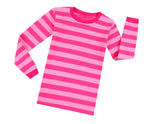 Elowel Adults Hot Pink & Pink Stripe Pajama Set