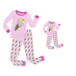 Elowel Pink Icecream Matching Girl & Doll 2 Piece Pajama Set 100% Cotton