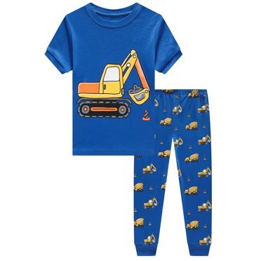 Elowel Short Sleeve and Long pants Boys Truck Pajama Set