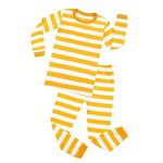 Yellow/white Elowel Boys Girls Green and Black Stripe 2 Piece Pajama Set 100% Cotton (Size 12 M-12 Years)