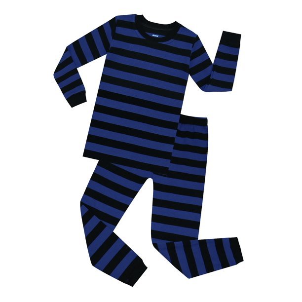 Elowel Adults Royal Blue & Black Stripe Pajama Set