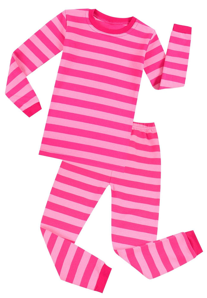 Elowel Adults Hot Pink & Pink Stripe Pajama Set
