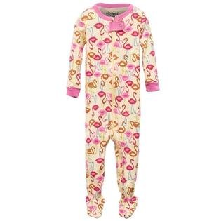 Elowel Little Girls Pink Flamingo Print Zipper Footed Pajama Sleeper