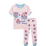 Elowel Short Sleeve and Long pants Girls Cupcake Pajama Set